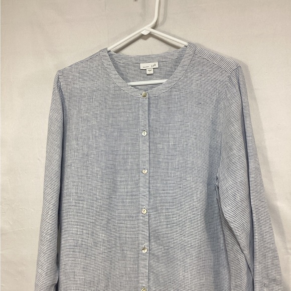 J. Jill large Blue Striped Linen Shirt - Picture 2 of 11